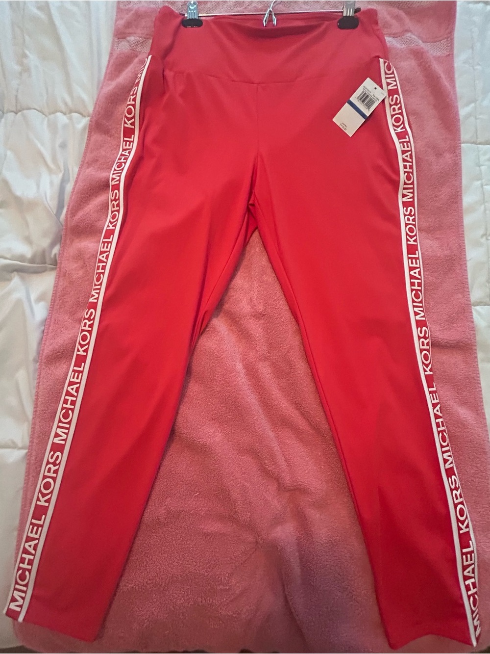 Michael Kors Sea Coral Leggings with White Logo Trim
